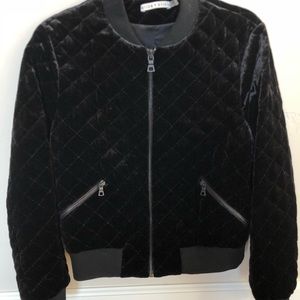 Alice and Olivia black velvet bomber jacket